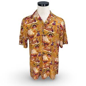 Disney WonderGround Gallery Pirates of the Caribbean Button Up Shirt Mens Size M